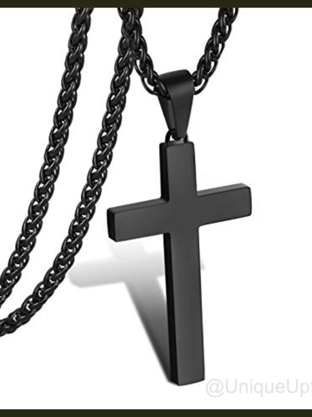 Men's Stainless Steel Cross Pendant Necklace 18" Wheat Chain Religious Gift